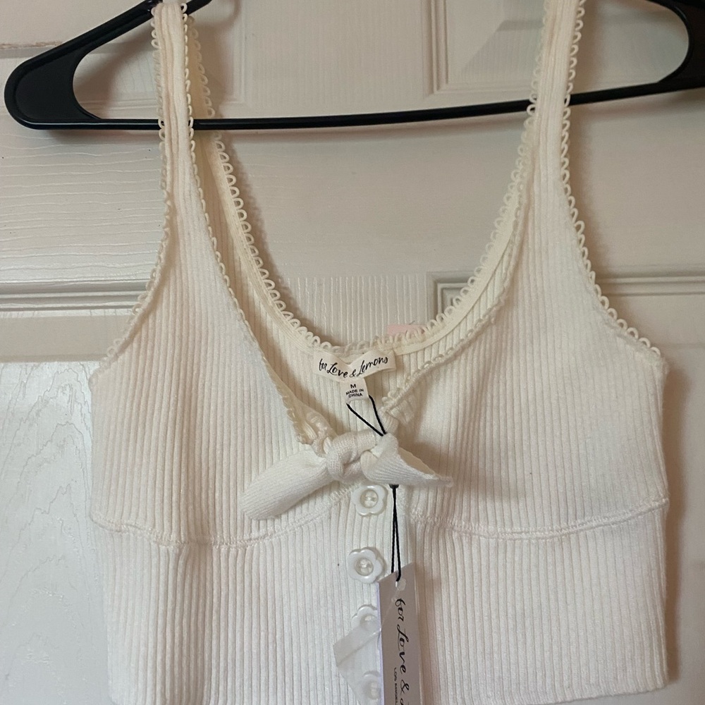 For Love And Lemons White Crop Top